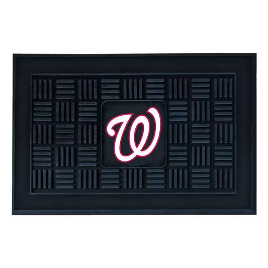 MLB Washington Nationals Black 19 In. X 30 In. Vinyl Indoor/Outdoor Door Mat