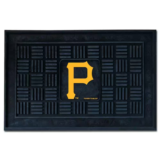 MLB Pittsburgh Pirates Black 19 In. X 30 In. Vinyl Indoor/Outdoor Door Mat