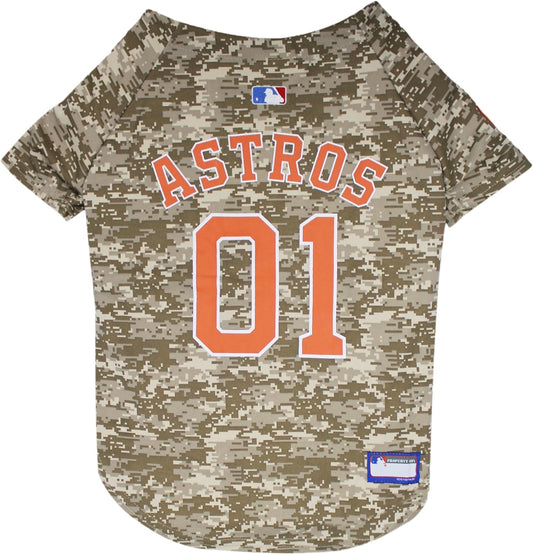 MLB Jersey for Dogs - Houston Astros Hunting Jersey, Large. - MLB Team Logo Camouflage Pet Jersey.