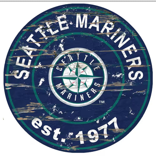 MLB Seattle Mariners 24 In. Distressed Wooden Wall Art Circle Sign