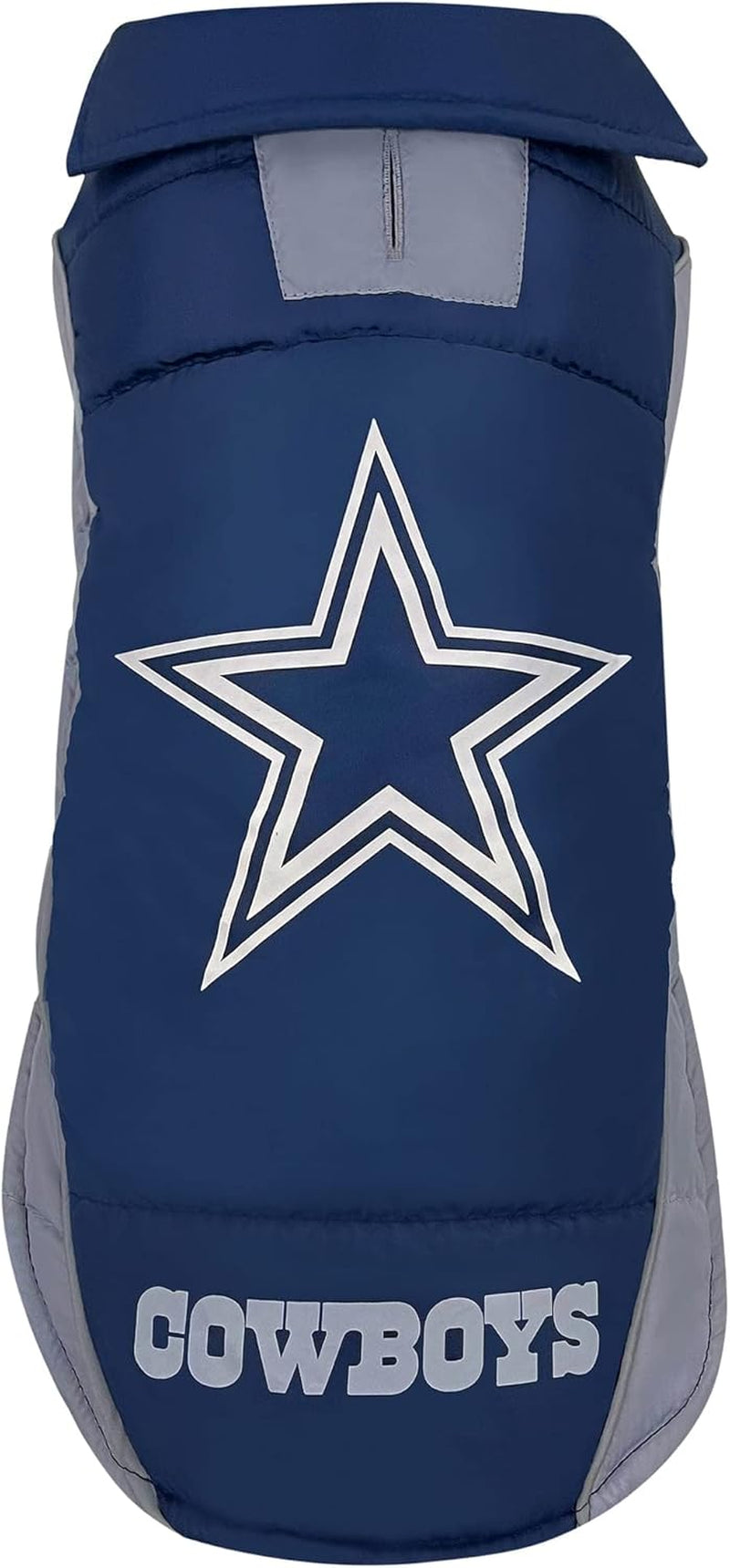 NFL Dallas Cowboys Puffer Vest for Dogs & Cats, Size Large. Warm, Cozy, and Waterproof Dog Coat, for Small and Large Dogs/Cats. Best NFL Licensed PET Warming Sports Jacket